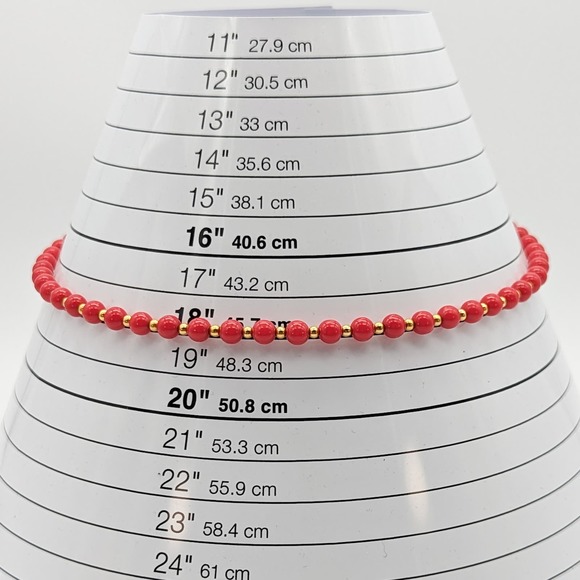 Vintage Monet Red and Gold Acrylic Beaded Necklace Signed - Picture 10 of 11